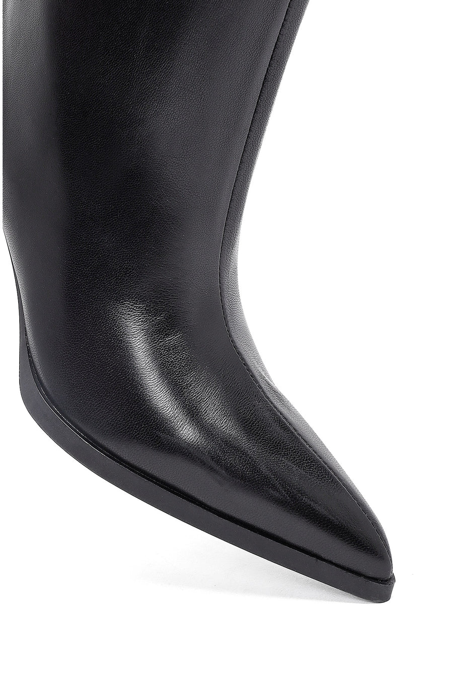 Women's Black Thin Heeled Leather Boot