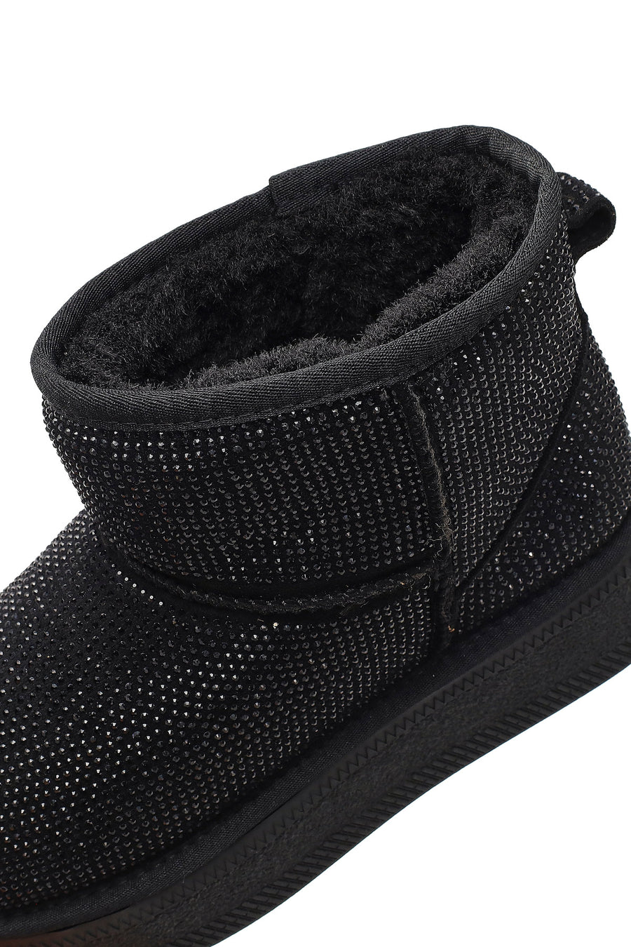 Women's Black Thick-Soled Studded Leather Teddy Boots