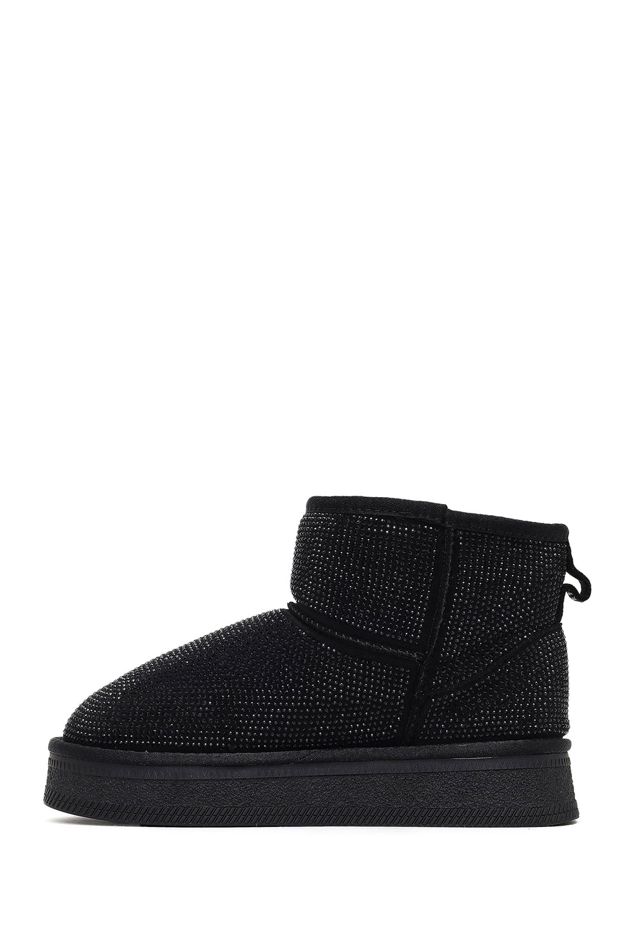 Women's Black Thick-Soled Studded Leather Teddy Boots
