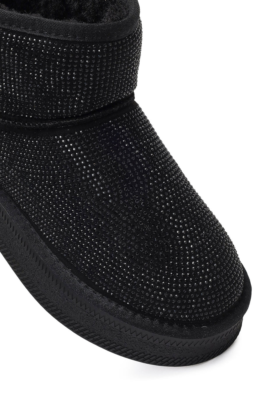 Women's Black Thick-Soled Studded Leather Teddy Boots