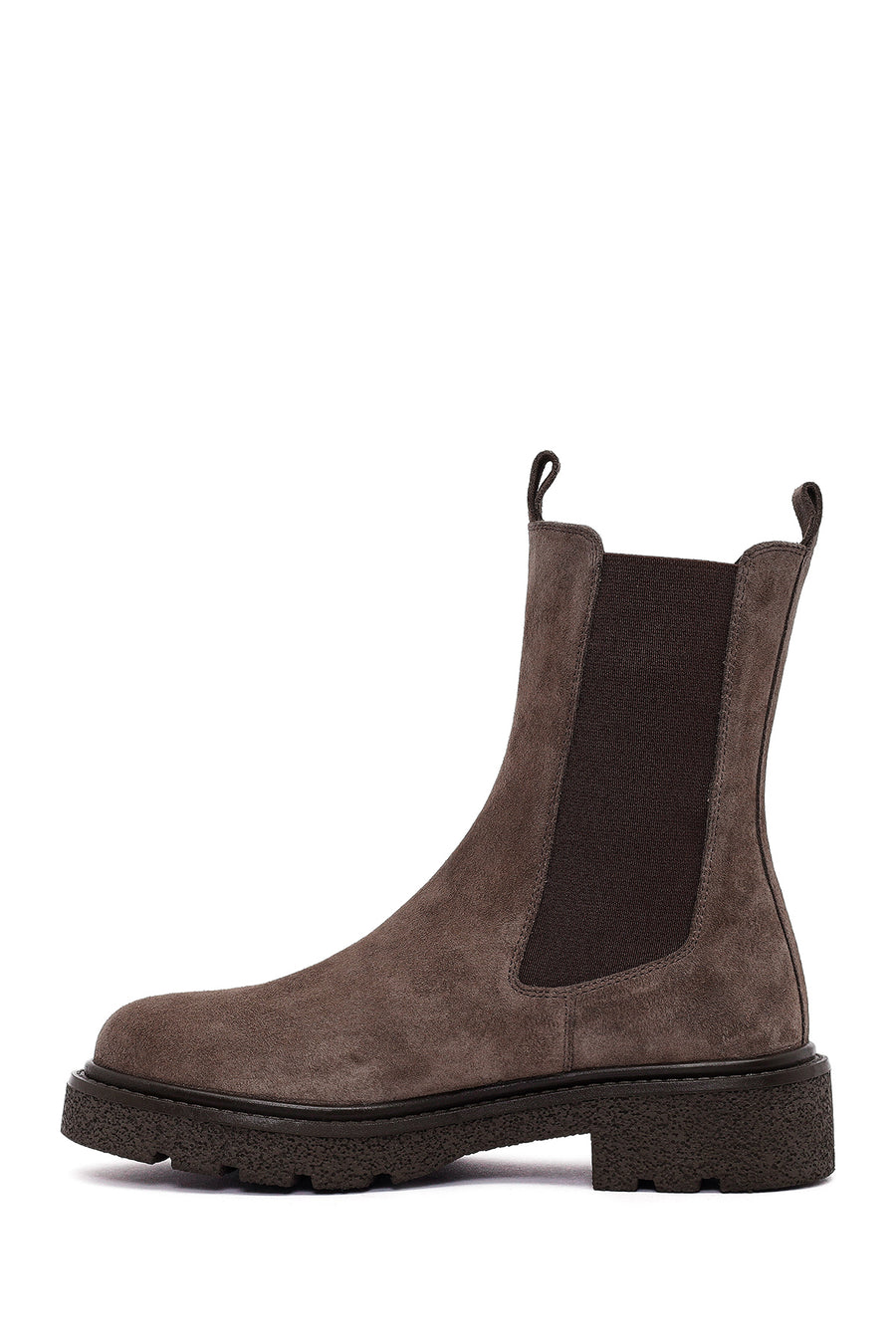 Women's Taupe Thick-Soled Suede Leather Chelsea Boot