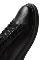 Erkek Siyah Bağcıklı Deri Sneaker | Derimod