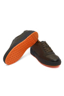Erkek Haki Bağcıklı Kalın Tabanlı Deri Sneaker | Derimod