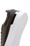 Men's Brown Lace-Up Thick-Soled Leather Sneakers | Derimod