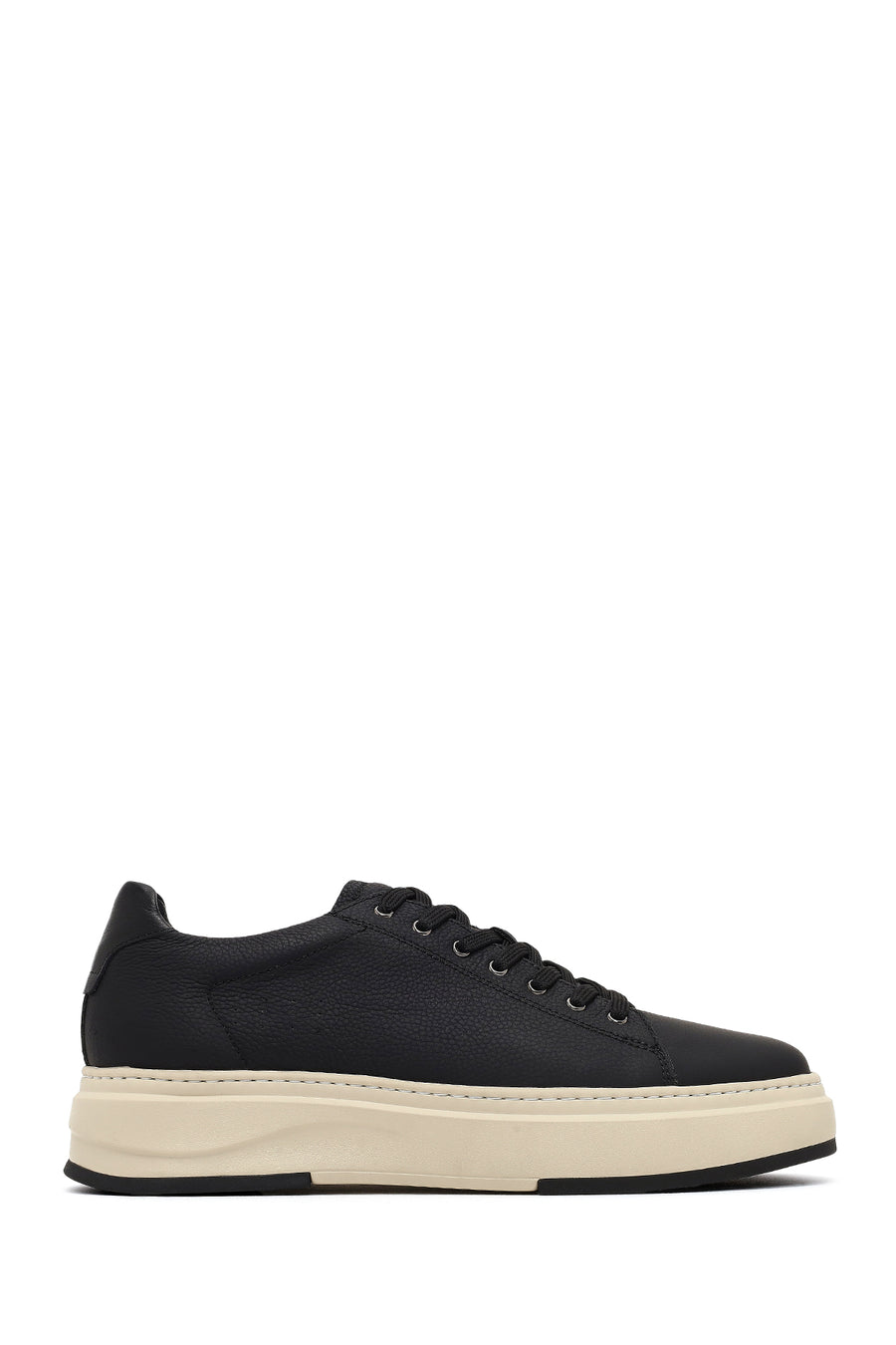 Erkek Siyah Bağcıklı Kalın Tabanlı Deri Sneaker 25WFD6124FT | Derimod