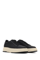 Erkek Siyah Bağcıklı Kalın Tabanlı Deri Sneaker | Derimod
