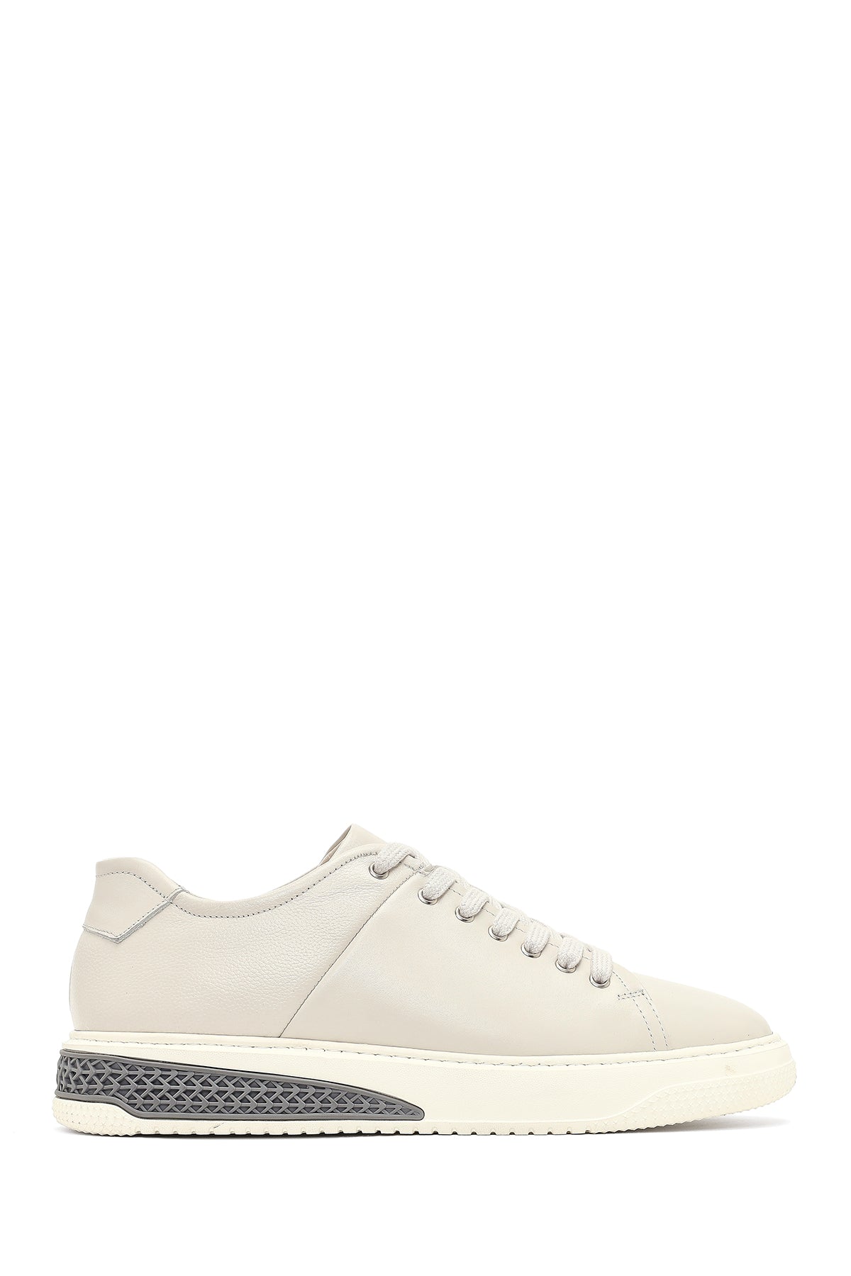 Erkek Beyaz Bağcıklı Kalın Tabanlı Deri Sneaker 25WFD631118 | Derimod