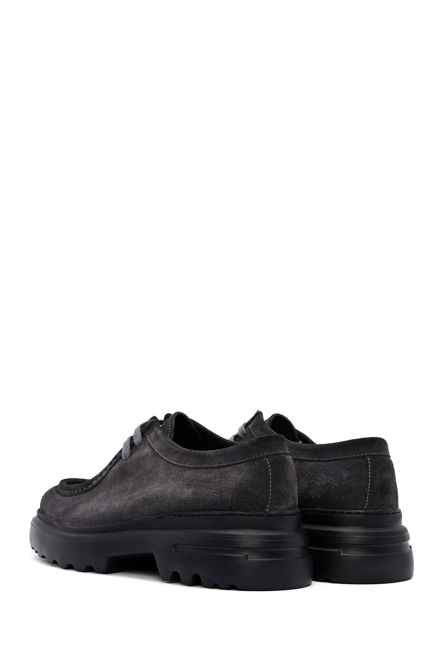 Men's Gray Lace-Up Suede Leather Casual Shoes