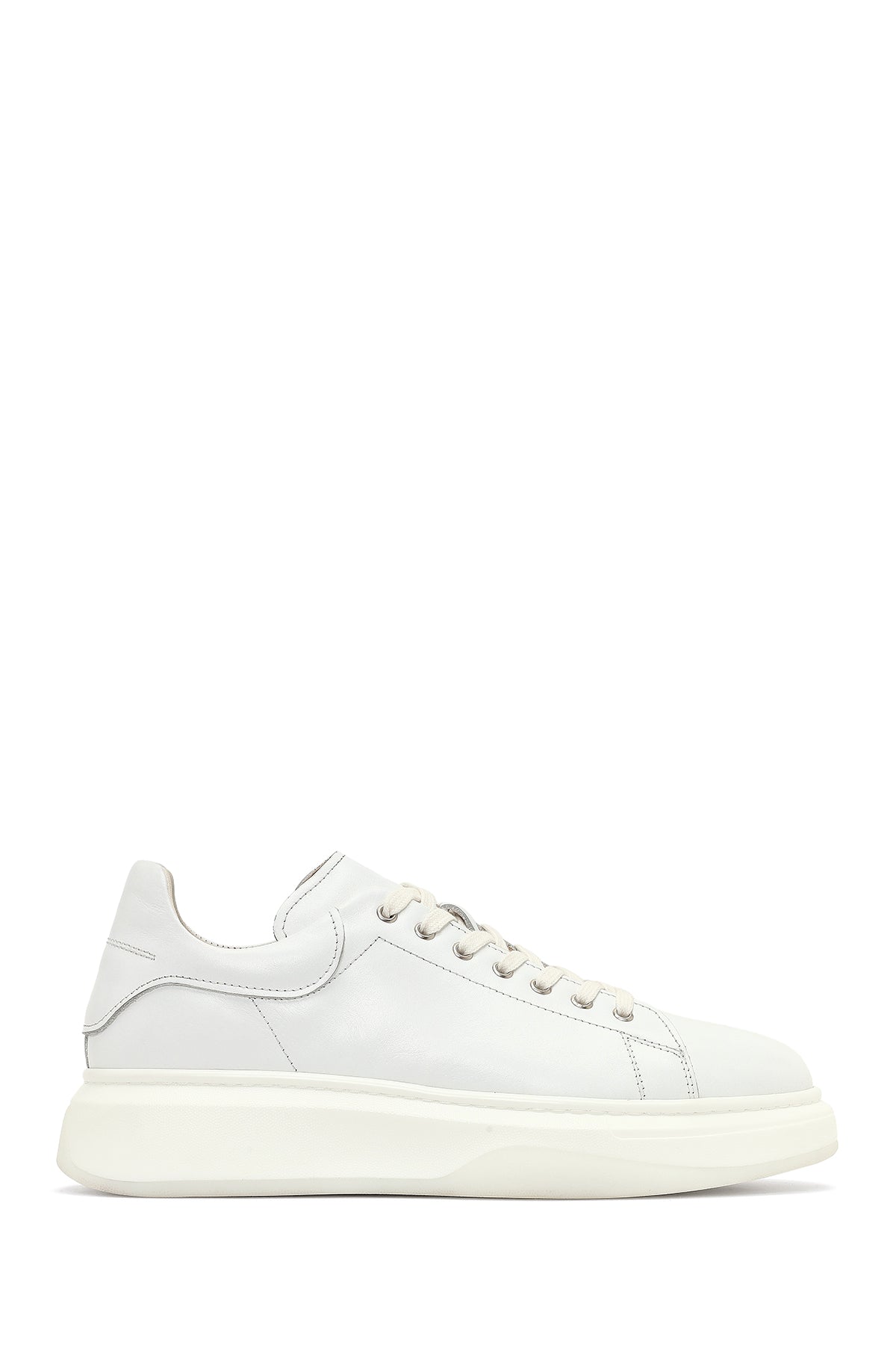 Erkek Beyaz Bağcıklı Kalın Tabanlı Deri Sneaker 25WFD632318 | Derimod