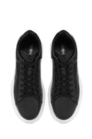 Erkek Siyah Bağcıklı Kalın Tabanlı Deri Sneaker | Derimod