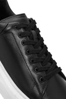 Erkek Siyah Bağcıklı Kalın Tabanlı Deri Sneaker | Derimod