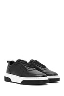 Men's Black Lace-Up Thick Sole Leather Sneakers | Derimod