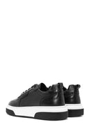 Men's Black Lace-Up Thick Sole Leather Sneakers | Derimod