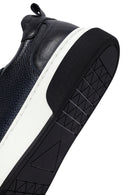 Men's Navy Blue Lace-Up Thick-Soled Leather Sneakers | Derimod