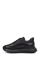 Men's Black Lace-Up Thick-Soled Leather Sneaker | Derimod