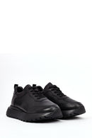 Men's Black Lace-Up Thick-Soled Leather Sneaker | Derimod
