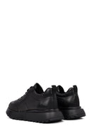 Men's Black Lace-Up Thick-Soled Leather Sneaker | Derimod
