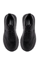 Men's Black Lace-Up Thick-Soled Leather Sneaker | Derimod