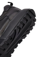 Men's Black Lace-Up Thick-Soled Leather Sneaker | Derimod