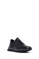 Erkek Siyah Bağcıklı Deri Casual Sneaker | Derimod