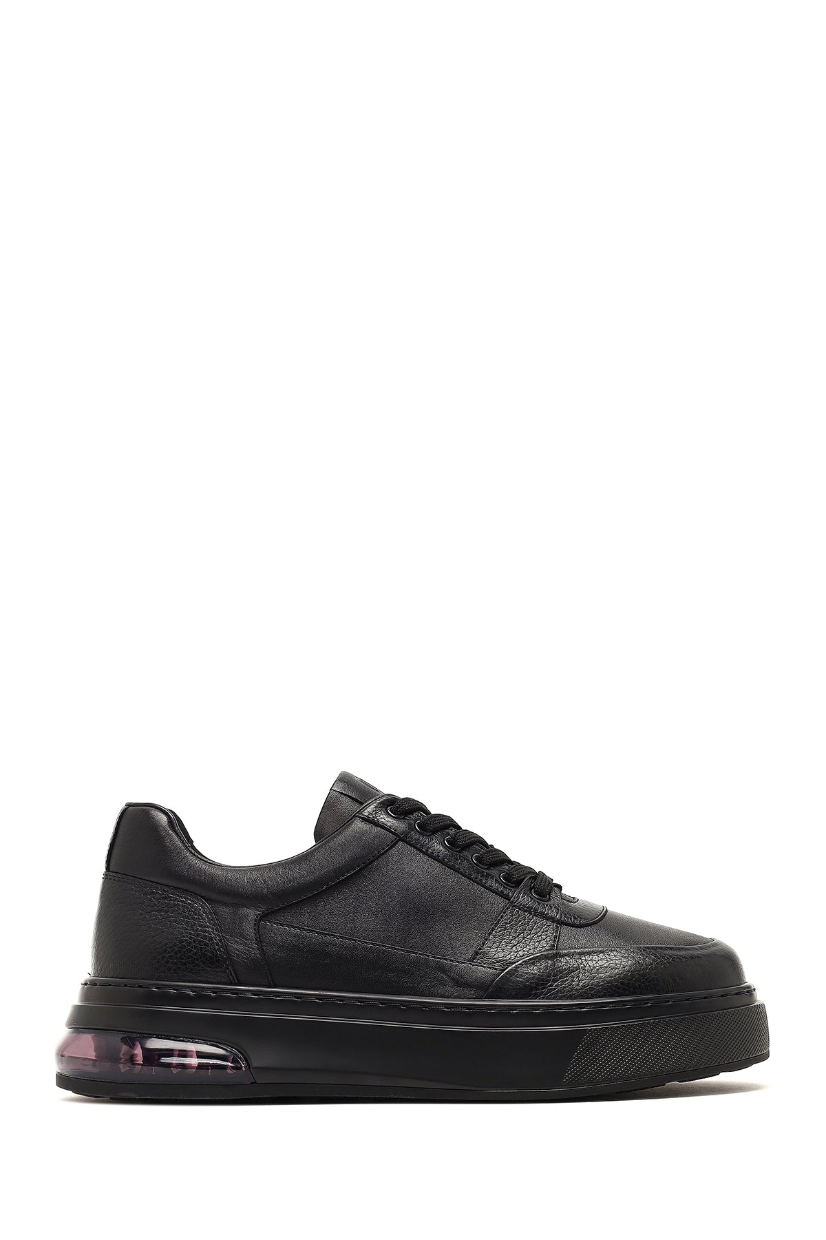 Men's Black Lace-Up Thick-Soled Leather Sneaker 25WFD642018 | Derimod