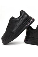 Men's Black Lace-Up Thick-Soled Leather Sneaker | Derimod