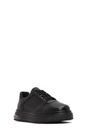Men's Black Lace-Up Thick-Soled Leather Sneaker | Derimod