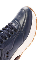 Men's Navy Blue Lace-Up Thick-Soled Leather Sneakers | Derimod