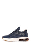 Men's Navy Blue Lace-Up Thick-Soled Leather Sneakers | Derimod