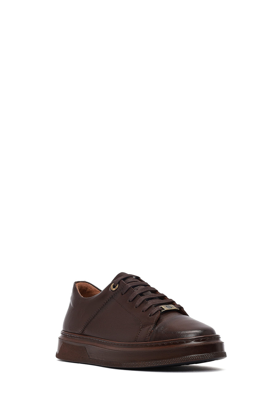 Men's Brown Lace-Up Leather Sneaker