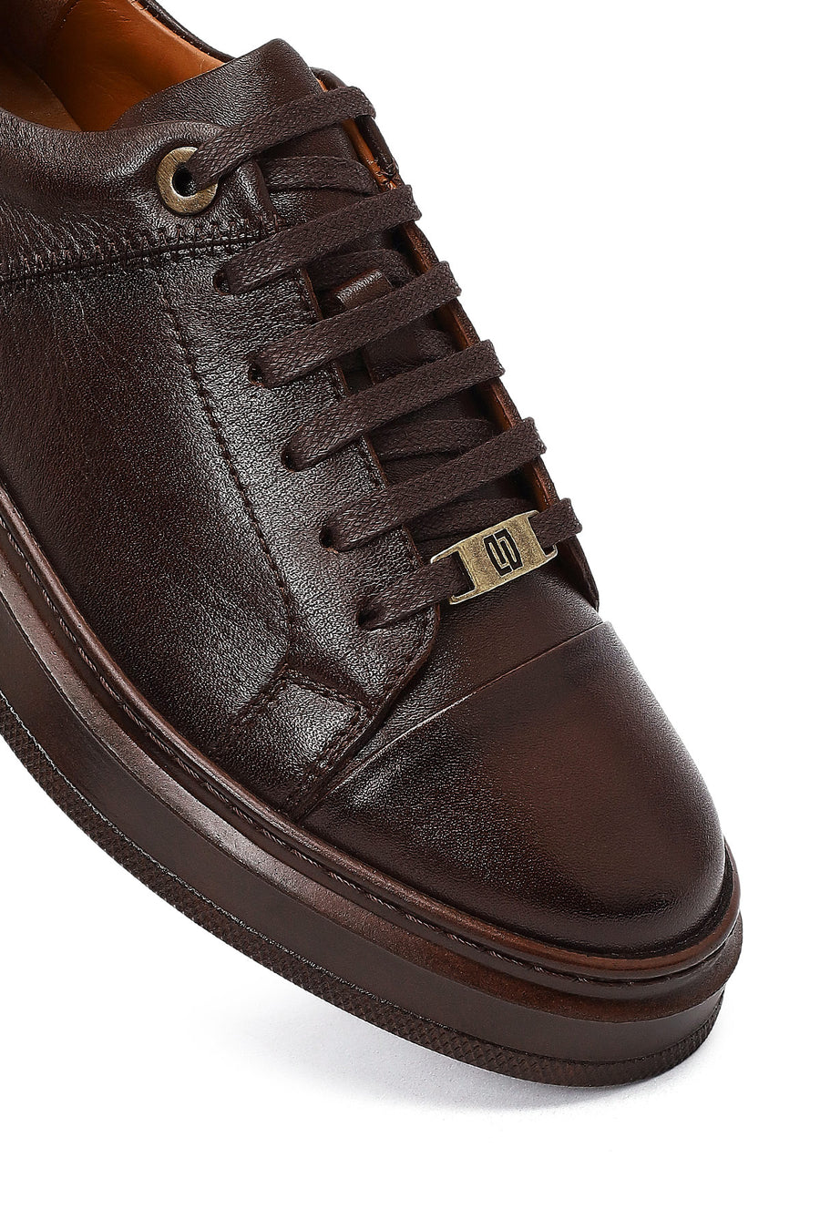 Men's Brown Lace-Up Leather Sneaker