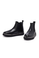 Men's Black Thick Sole Leather Chelsea Boots | Derimod