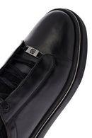Men's Black Lace-Up Thick Sole Leather Sneakers | Derimod