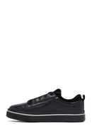 Men's Black Lace-Up Thick Sole Leather Sneakers | Derimod