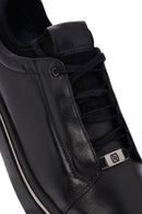 Men's Black Lace-Up Thick Sole Leather Sneakers | Derimod