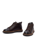 Men's Brown Lace-Up Leather Casual Boots | Derimod