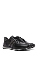 Erkek Siyah Bağcıklı Deri Casual Sneaker | Derimod