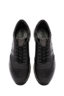 Erkek Siyah Bağcıklı Deri Casual Sneaker | Derimod