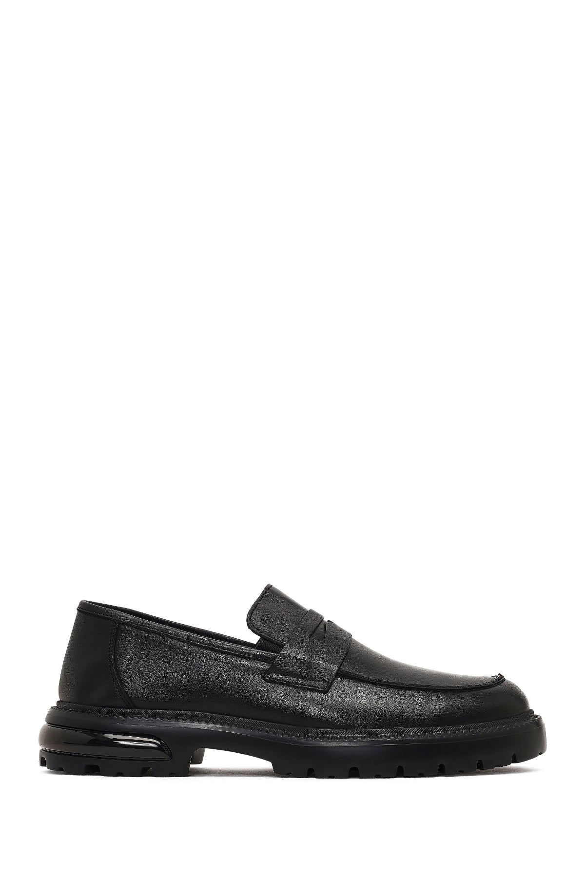 Men's Black Thick-Soled Leather Loafer 25WFD675618 | Derimod