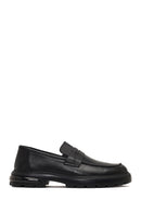 Men's Black Thick-Soled Leather Loafer | Derimod