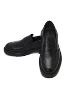 Men's Black Thick-Soled Leather Loafer | Derimod