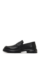 Men's Black Thick-Soled Leather Loafer | Derimod