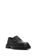 Men's Black Thick-Soled Leather Loafer | Derimod