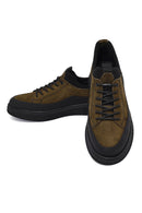 Men's Khaki Lace-up Nubuck Leather Casual Shoes | Derimod
