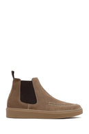 Men's Beige Suede Leather Chelsea Boots | Derimod
