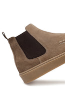 Men's Beige Suede Leather Chelsea Boots | Derimod