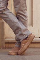 Men's Beige Suede Leather Chelsea Boots | Derimod