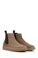 Men's Beige Suede Leather Chelsea Boots | Derimod