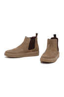 Men's Beige Suede Leather Chelsea Boots | Derimod