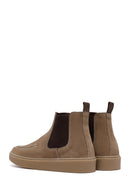 Men's Beige Suede Leather Chelsea Boots | Derimod